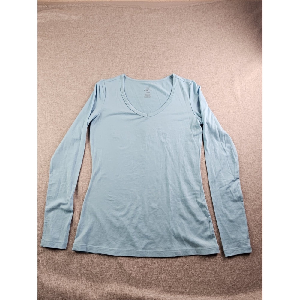 Woolx V Neck Tee Merino Wool T-Shirt Womens Small Long Sleeve